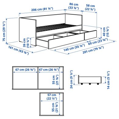 IKEA Кушетка с матрасом VIHALS 80x200 см Белый (ИКЕА ВИХАЛС) 29580584 фото - 13