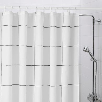 IKEA Занавеска для душа JAMTSTARR 180x200 см Белый (ИКЕА ДЖАМТСТАРР) 00609922 фото - 2