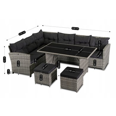 Комплект садовой мебели Mebel Elit DALLAS Серый ME.DALLAS/JP/RT/OGR/ZES фото - 10