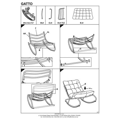 Садовое кресло-качалка Halmar GATTO Пепельный - 13 Садовое кресло-качалка Halmar GATTO Пепельный V-CH-GATTO-FOT фото - 13