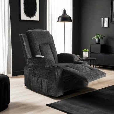 Крісло м'яке розкладне масажне з реклайнером Mebel Elit BOX Welur Чорний ME.BOX/CZ/V/FW фото - 14