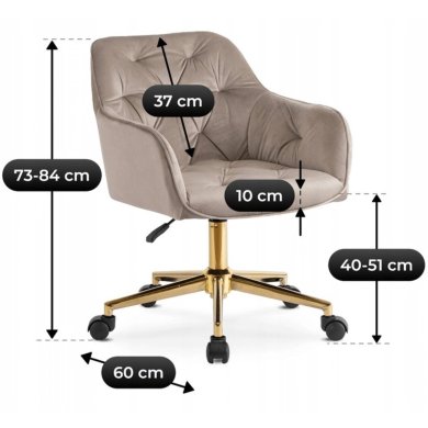 Офисное кресло Mebel Elit KONOR Welur Бежевый ME.KONOR/BZ/ZL/V/FO фото - 10