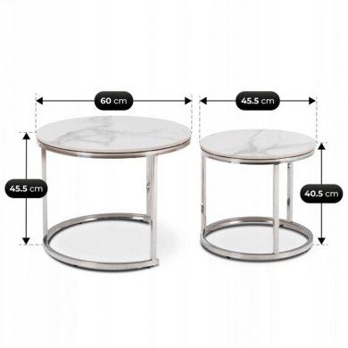 Комплект журнальных столов Mebel Elit AMARA Marmur 2 шт Белый ME.AMARA/BM/SR/CER/L фото - 5