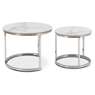 Комплект журнальных столов Mebel Elit AMARA Marmur 2 шт Белый ME.AMARA/BM/SR/CER/L фото - 2