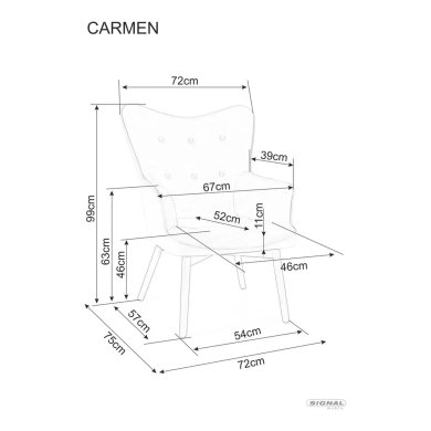 Кресло мягкое Signal CARMEN Raven Темно-бежевый CARMENRACCBE30 фото - 7