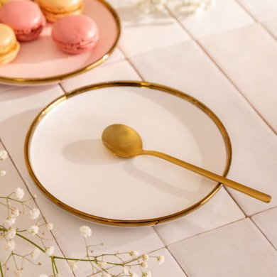 Тарелка десертная Homla SINNES 15 см | Белый / Золотой 162893 фото - 4