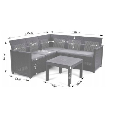 Комплект садовой мебели Keter CLAIRE CORNER Графит 252711 фото - 5