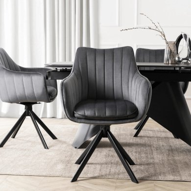 Обідній стілець поворотний Mebel Elit MUMBAI Welur Сірий ME.MUMBAI/P/V/K фото - 6