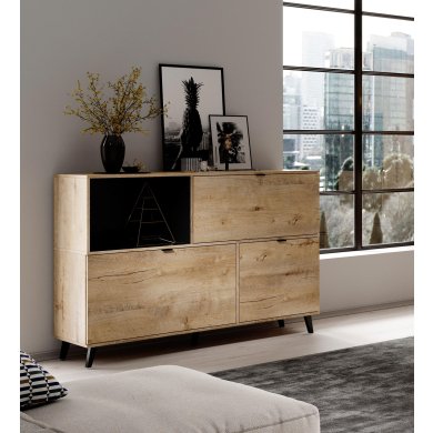 Комод Halmar Nest KM-1 | Дуб лефкас / Черный - 2 Комод Halmar Nest KM-1 | Дуб лефкас / Черный V-PL-NEST-KM-1 фото - 2