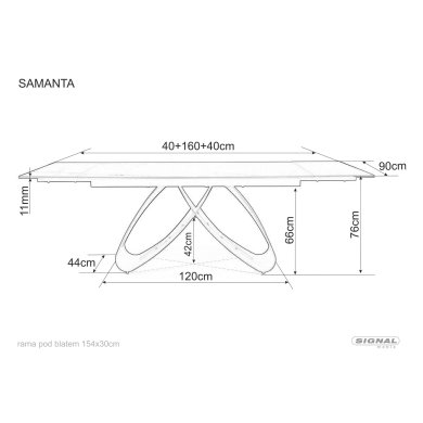 Розкладний обідній стіл Signal SAMANTA Marmur Чорний SAMANTACC160 фото - 9
