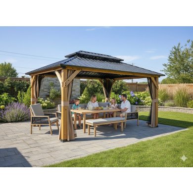 Садова альтанка з москітною сіткою Garden Line 3,65x3 м Дерево ALF6938 фото - 6