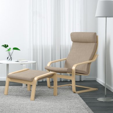 IKEA Кресло-качалка с подставкой POANG Бежевый (ИКЕА ПОАНГ) 39484271 фото - 3