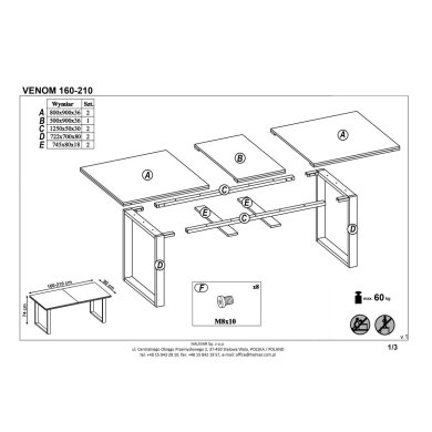 Раскладной обеденный стол Halmar VENOM Дуб вотан V-PL-VENOM_160-210-ST фото - 4