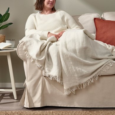 IKEA Плед DYTAG 130х170 см Кремовий (ИКЕА ДИТАГИ) 20542105 фото - 5