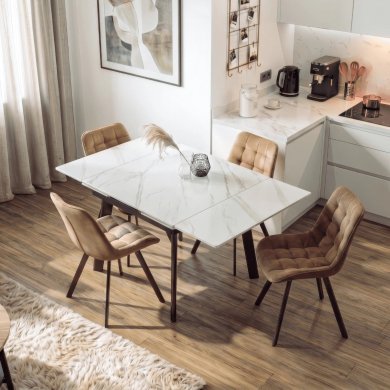 Розкладний обідній стіл Mebel Elit LARES Ceramic Marmur Білий ME.LARES/B/CZ/CER/S90-150 фото - 6