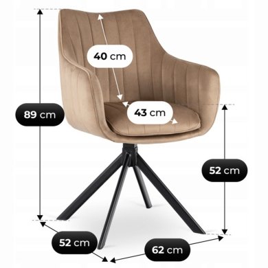 Обідній стілець Mebel Elit MUMBAI Welur Бежевий ME.MUMBAI/BZ/V/K фото - 10