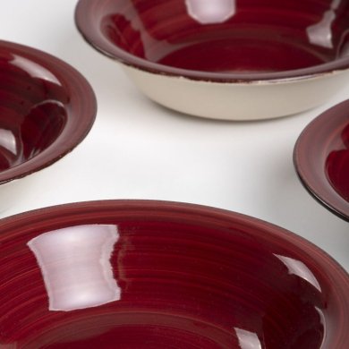 Набір глибоких тарілок Homla OBLAN 21 см 4 шт Бордовий 230166 фото - 3