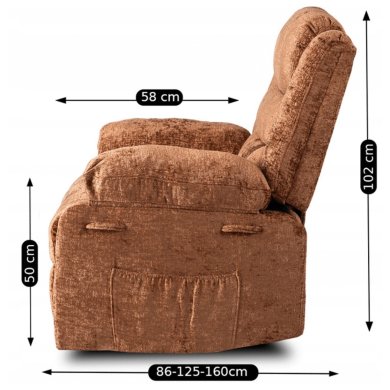 Кресло мягкое раскладное с реклайнером Mebel Elit ARTURO Welur Рыжий ME.ARTURO/BR/V/FW фото - 14