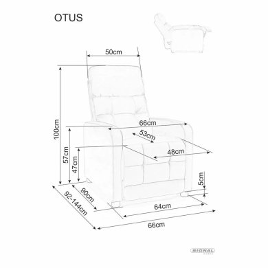 Кресло мягкое раскладное с реклайнером Signal OTUS Raven Серый OTUSRASZ07 фото - 9