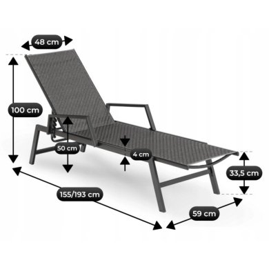 Шезлонг Mebel Elit ROULE Черный ME.ROULE/CZ/RT/OGR/LEZ фото - 9
