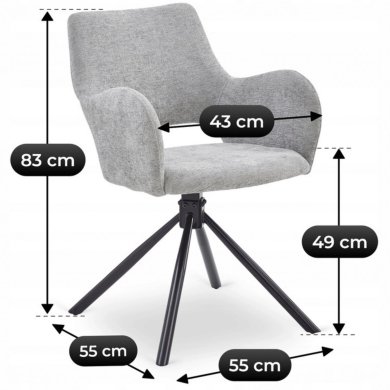 Обеденный стул поворотный Mebel Elit FLAV Boucle Серый ME.FLAV/P/CZ/TB/K фото - 8