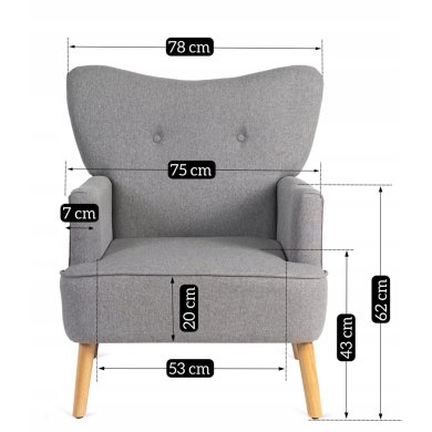 Кресло мягкое Mebel Elit BUNNY Светло-серый ME.BUNNY/JP/DK/T/FW фото - 12