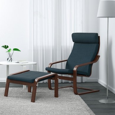 IKEA Кресло-качалка с подставкой POANG Темно-синий (ИКЕА ПОАНГ) 19484286 фото - 4