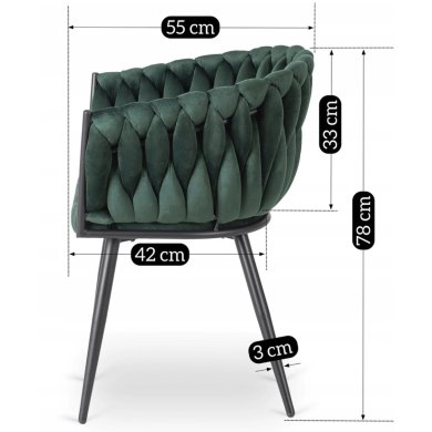 Обеденный стул Mebel Elit ELENA Welur Зеленый ME.ELENA/Z/V/K фото - 11