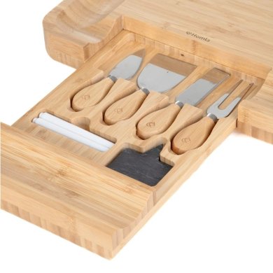 Сервірувальна дошка для сиру з мисками та ножами Homla RUMI 33х33 см Дерево 223165 фото - 5