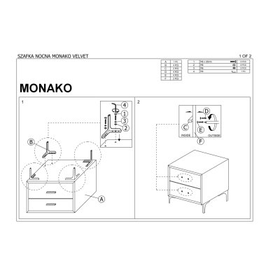 Тумба приліжкова Signal Monako | Античний рожевий / Золотий MONAKOVSZRAZL фото - 3