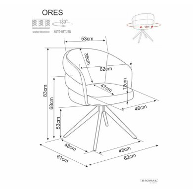 Обідній стілець поворотний Signal ORES Світло-бежевий ORESCJBE фото - 4