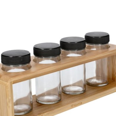 Набір для спецій Homla BAMBOU 26x8 см | Прозорий / Дерево - 3 Набір для спецій Homla BAMBOU 26x8 см | Прозорий / Дерево 206447 фото - 3