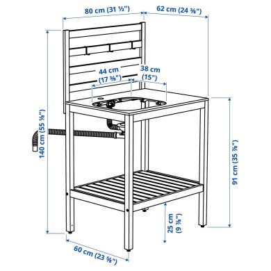 IKEA Садовый стол-бар с мойкой NAMMARO Дерево (ИКЕА НАММАРО) 89615528 фото - 4