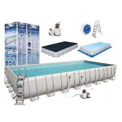 Каркасный бассейн Bestway 56623 POWER STEEL 956х488х132 см Серый BES56623