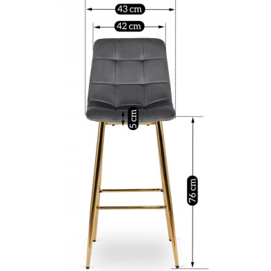 Барный стул Mebel Elit ARIEL Welur Серый - 11 Барный стул Mebel Elit ARIEL Welur Серый ME.ARIEL/P/ZL/V/H фото - 11