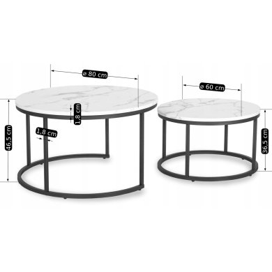 Комплект журнальних столів Mebel Elit DAFNE MAX Marmur 2 шт Білий - 12 Комплект журнальних столів Mebel Elit DAFNE MAX Marmur 2 шт Білий ME.MAXDAFNE/BM/CZ/L фото - 12
