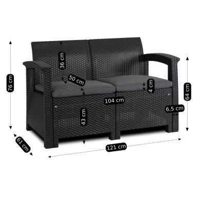 Комплект садовой мебели Mebel Elit COLUMBIA Черный - 11 Комплект садовой мебели Mebel Elit COLUMBIA Черный ME.COLUMBIA/CP/RT/OGR/ZES фото - 11