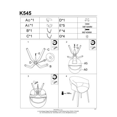 Обідній стілець Halmar K545 Попелястий - 16 Обідній стілець Halmar K545 Попелястий V-CH-K/545-KR-POPIELATY фото - 16