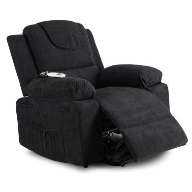 Кресло мягкое раскладное массажное с реклайнером Mebel Elit FENIX Velvet Черный ME.FENIX/CZ/SZTR/FW фото - 2