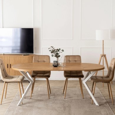 Розкладний обідній стіл Mebel Elit LUGO Дуб золотий - 7 Розкладний обідній стіл Mebel Elit LUGO Дуб золотий ME.LUGO/DZ/B/S фото - 7