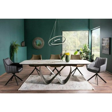 Раскладной обеденный стол Signal INFINITY Ceramic Marmur Белый INFINITYBBR160 фото - 6
