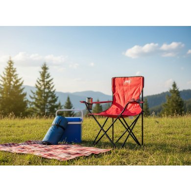 Складное рыбацкое кресло Garden Line LEZ Красный LEZ7174 фото - 2