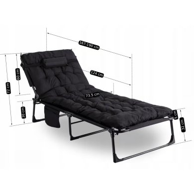 Складаний шезлонг Mebel Elit VENUS NEW Чорний - 9 Складаний шезлонг Mebel Elit VENUS NEW Чорний ME.ELGIN/CZ фото - 9
