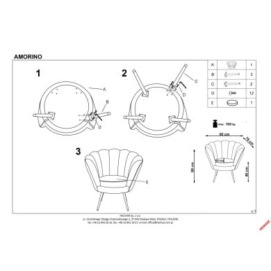 Крісло м'яке Halmar Amorino Чорний V-CH-AMORINO-FOT-CZARNY фото - 4