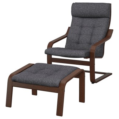 IKEA Крісло-качалка з підставкою POANG Темно-сірий (ИКЕА ПОАНГ) 39502086