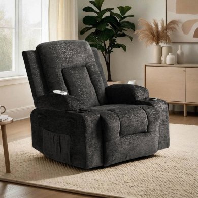 Крісло м'яке розкладне масажне з реклайнером Mebel Elit BOX Welur Чорний ME.BOX/CZ/V/FW фото - 13