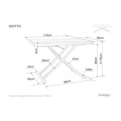 Складаний обідній стіл Signal GIOTTO Дуб GIOTTODC110 фото - 6
