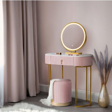 Туалетний стіл з пуфом Mebel Elit ASHLEY MINI Marmur Рожевий - 5 Туалетний стіл з пуфом Mebel Elit ASHLEY MINI Marmur Рожевий ME.ASHLEYMINI/R/ZL/B фото - 5