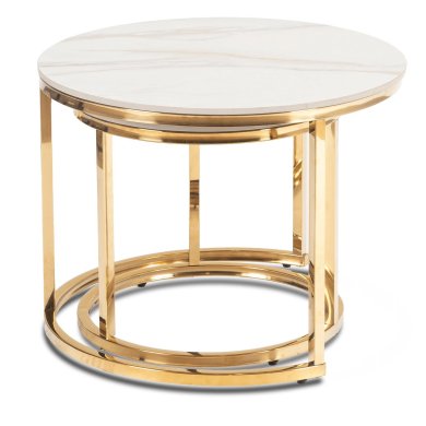 Комплект журнальних столів Mebel Elit MILANO S Ceramic Marmur 2 шт Білий ME.MILANO60/BM/ZL/L фото - 3
