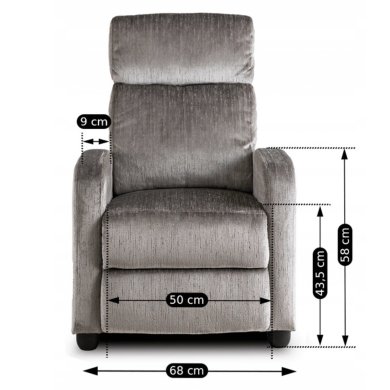Кресло мягкое раскладное с реклайнером Mebel Elit DANNY Welur Серый - 14 Кресло мягкое раскладное с реклайнером Mebel Elit DANNY Welur Серый ME.DANNY/P/V/FW фото - 14